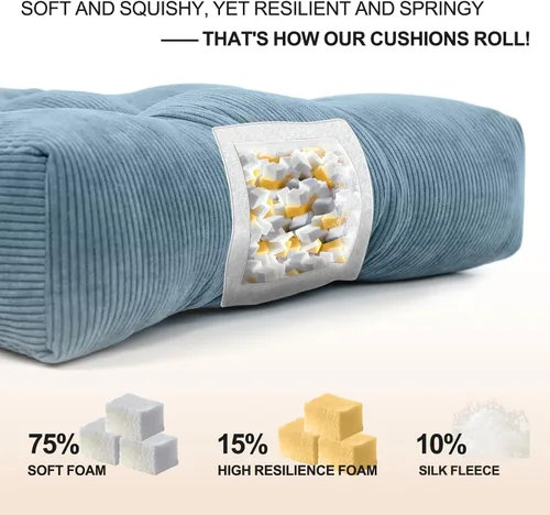 Vista 5 de Lokex Cojín para Silla Mecedora Solamente, Acolchado Antideslizante Cómodo para Sillas Mecedoras de Interior con Lazos, Almohadillas para Silla Azul