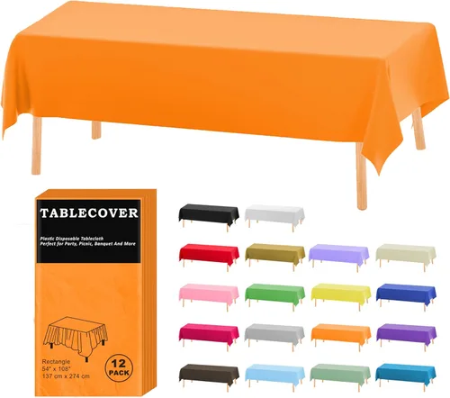 Vista 19 de D&Z Paquete de 6 manteles de plástico desechables color negro de 54 x 108