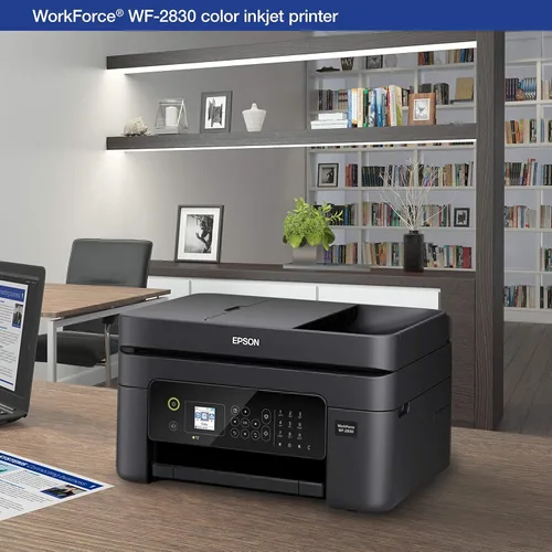 Vista 6 de Epson Workforce WF-2830 Impresora inalámbrica todo en uno de inyección de tinta a color, copia y fax de escaneo de impresión, impresión automática