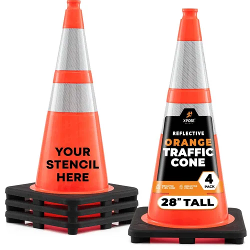 Vista 22 de Xpose Safety Conos de tráfico naranjas de 28 pulgadas con collares de 6 y 4 pulgadas, 1 paquete – Cono de seguridad de plástico PVC multiusos