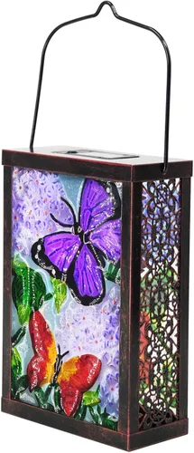 Linterna solar colgante, decoración al aire libre, luces LED solares de mariposa, lámpara de mesa para patio al aire libre jardín