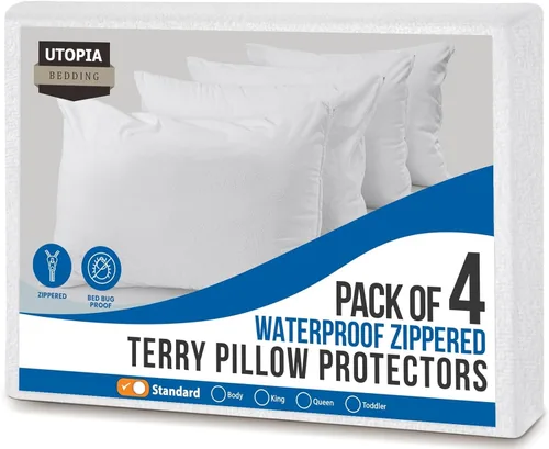 Vista 11 de Utopia Bedding Juego de 2 Protectores de Almohada Impermeables con Cremallera Tamaño Estándar, Fundas de Almohada de Rizo, Fundas de Almohada a