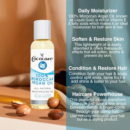 Vista 2 de Cococare Aceite de argán marroquí 100% natural, hidratante completo para la piel, 2 onzas