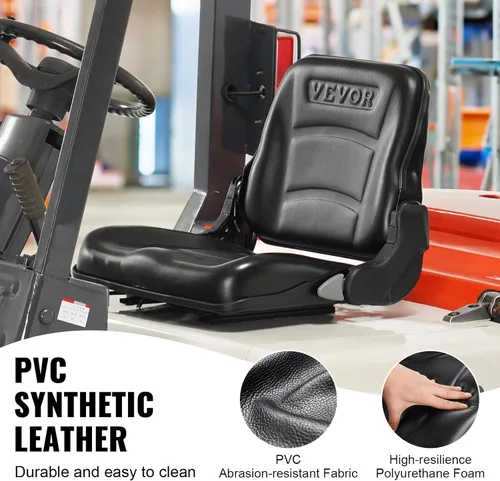 Vista 5 de VEVOR Asiento universal de carretilla elevadora, asiento de tractor plegable con respaldo de ángulo ajustable y micro interruptor, 6.3-13.4
