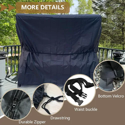 Vista 5 de FLYMEI Funda de columpio para exteriores, cubierta de hamaca de 2 plazas triples para porche, toldo y otros muebles de patio, impermeable