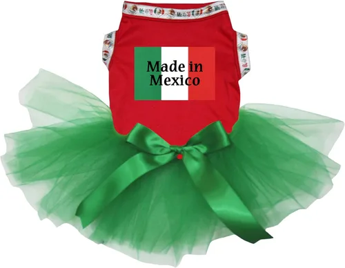 Vista 2 de Petitebella Vestido para perro cachorro con la bandera de Made in Mexico (M, rojo)