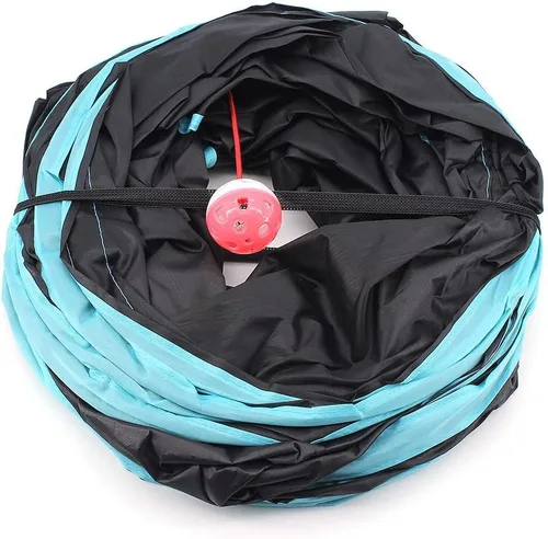 Vista 6 de Bemodst Túneles plegables en forma de S para gatos, juguete interactivo de laberinto de 4 vías para gatitos, conejos, hurones