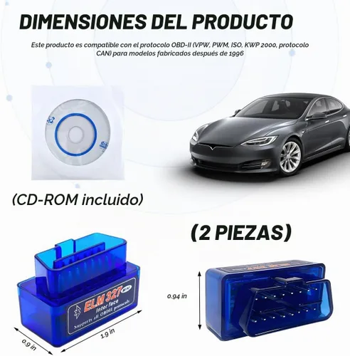 Vista 3 de ELM327 OBDII - Escáner de diagnóstico automático para automóvil, mini herramienta de escaneo Bluetooth profesional, lector de código de falla