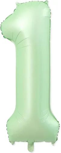 1 globo de aluminio verde claro de 40 pulgadas, globos gigantes de helio número 1 para niños y niñas, decoraciones de primer cumpleaños, baby