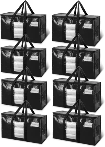 Vista 54 de TAILI - Bolsas de mudanza extra grandes, paquete de 4 bolsas azules resistentes para almacenamiento con ventana visible, asas envolventes
