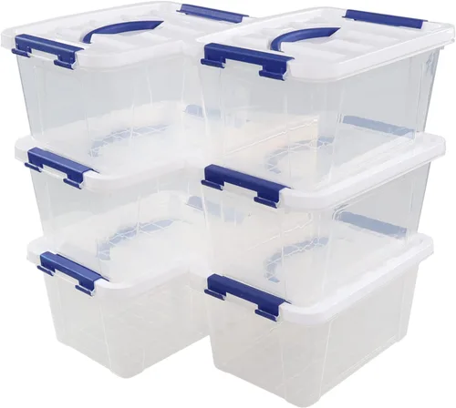 Vista 8 de Kiddream Paquete de 6 contenedores de almacenamiento de plástico transparente con tapas, contenedor de almacenamiento con pestillo