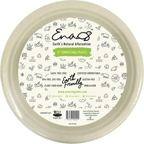 Vista 8 de Platos de papel desechables 100% compostables a granel [6 pulgadas 1000 paquetes], platos de bambú, ecológicos, biodegradables, resistentes platos