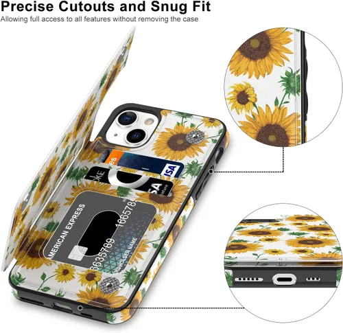 Vista 804 de LETO para iPhone 15 Pro Funda tipo cartera - Tapa tipo folio con patada - Diseños de moda - Tarjetero - Funda protectora para mujeres y niñas - 6.1