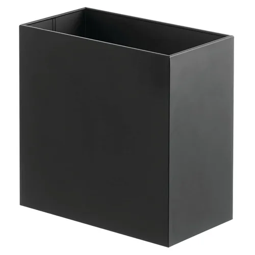 Vista 7 de mDesign Bote de basura rectangular de acero pequeño de 2.4 galones (9.1 litros), cesta de basura para baño, dormitorio, oficina en casa, capacidad