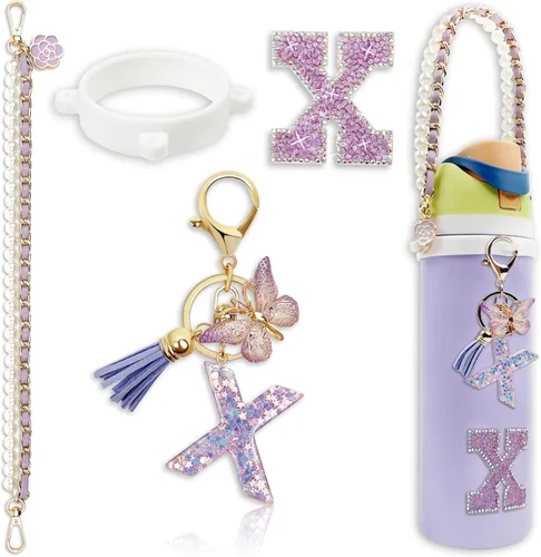 Vista 59 de Letter Handle Strap Accessories with Cute Initial Charm Compatible with Owala Water Bottle 24oz 32oz 40oz Owala Kids