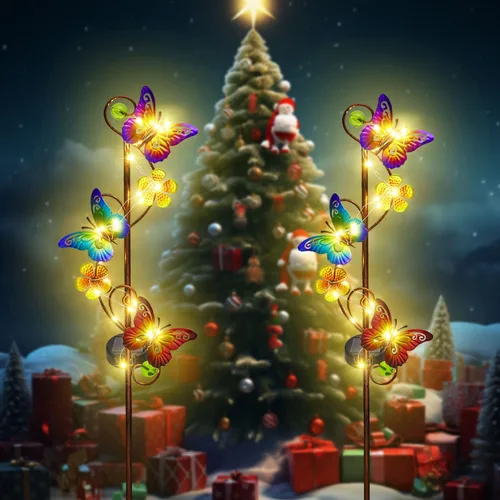 Vista 3 de NAN ZAI NAN FANG Luces solares de estaca de mariposa, impermeables, para decoración al aire libre, jardín, césped, patio o patio, paquete de 2