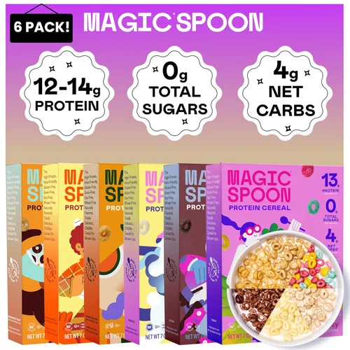 Vista 23 de Cereal Magic Spoon - Cereales Altos en Proteínas - Snacks Sin Azúcar y Comida para el Desayuno - Cereal Sin Granos y Sin Gluten - Snacks Saludables