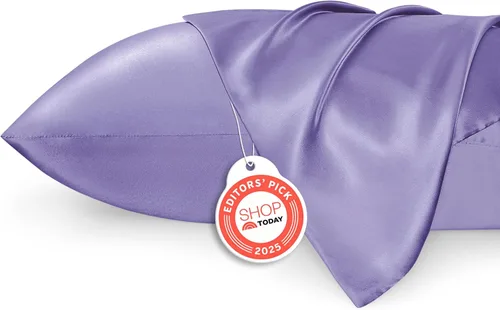 Vista 79 de Bedsure - Juego de fundas de almohada de satén tamaño king, 2 unidades - Fundas de almohada gris plateado para cabello y piel con cierre de sobre
