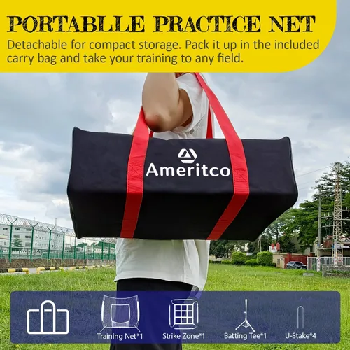 Vista 7 de Baseball Net，7x7ft Baseball Practice Net with Tee and Target, Large Pocket Sports net for Hitting/Batting/Pitching/Throwing,Scratch Resistant Base