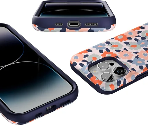 Vista 3 de Casely Funda para iPhone 14 Pro Campo de flores Floral pastel Compatible con MagSafe Diseño protector audaz