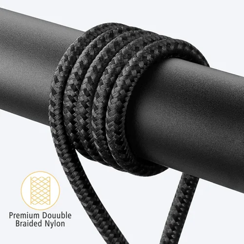 Vista 4 de Cargador corto para iPhone de 1 pie, 2 unidades [Certificado MFi], cable Lightning de 12 pulgadas de 90 grados, cable de carga de nailon trenzado