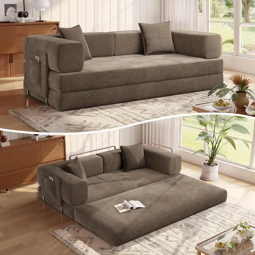 Vista 20 de MoonSpeak Sofá cama futón de 78.8 pulgadas, sofás sin hueso para sala