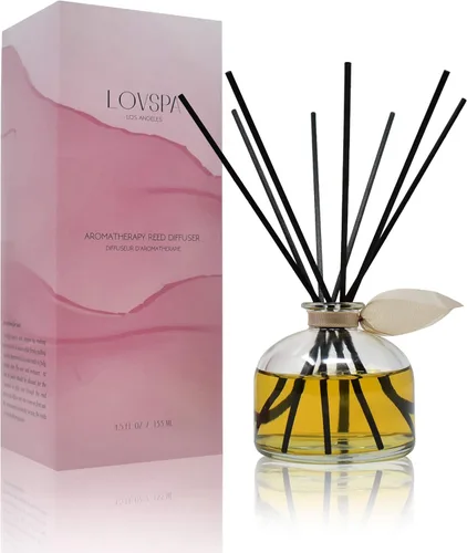 Vista 38 de LOVSPA - Set de difusor de junco, difusor de aceite con fragancia de grosella roja festiva y madera con varillas, accesorios de fragancia