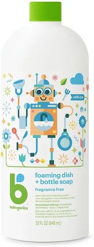 Vista 8 de BabyGanics Jabón espumoso para platos y biberones, sin fragancia, 3.38 onzas