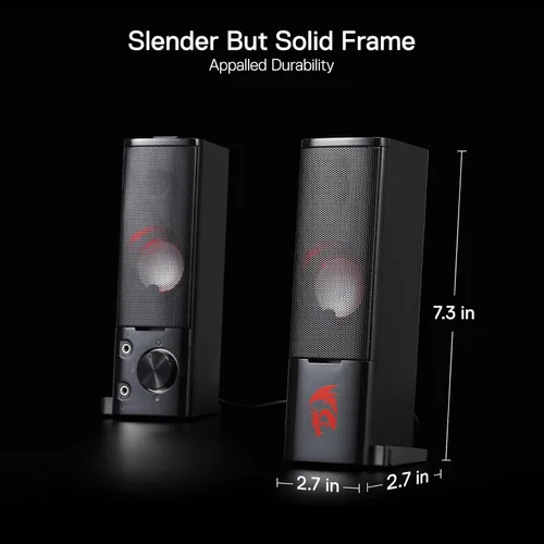 Vista 6 de Redragon GS550 - Altavoces para juegos de PC, barra de sonido de computadora de escritorio de 2.0 canales con tamaño maniobrable compacto, conector