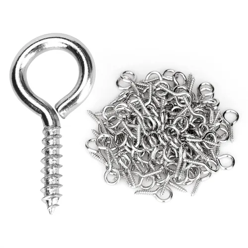 Aovchei Tornillos de ojo, 150 piezas de 0.59 pulgadas de acero inoxidable 304 autorroscantes, ganchos de ojo autorroscantes, para interiores y