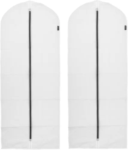 Vista 8 de Brabantia Paquete de 2 bolsas protectoras de ropa colgantes transparentes medianas (blanco) para almacenamiento de ropa, se adapta a abrigos