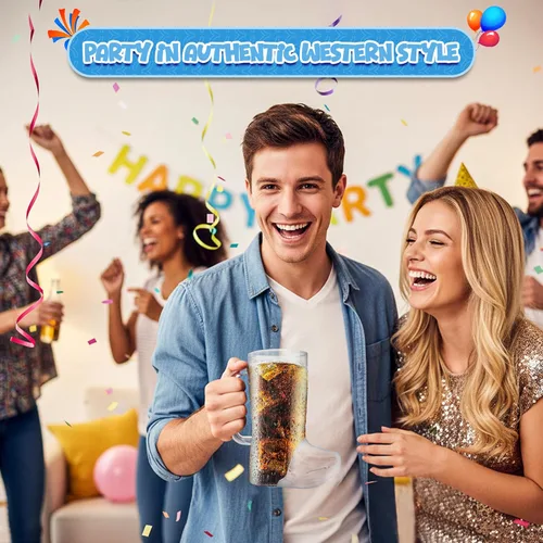 Vista 3 de 4E's Novelty 10 tazas de botas de vaquero (paquete de 10) de plástico duro reutilizable de 17 onzas, sin BPA, para suministros de fiesta temática