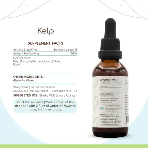 Vista 3 de Kelp B60 - Tintura de extracto de hierbas sin alcohol, gotas líquidas concentradas de algas naturales (Ascophyllum nodosum) (2 fl oz)
