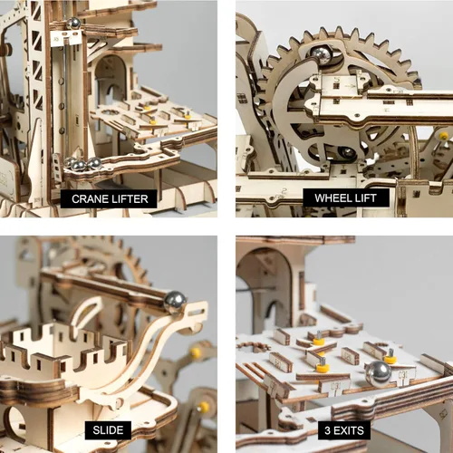 Vista 7 de ROKR Marble Run - Rompecabezas de madera en 3D, kits de construcción de modelos para adultos - Proyecto educativo desafío mental, manualidades DIY