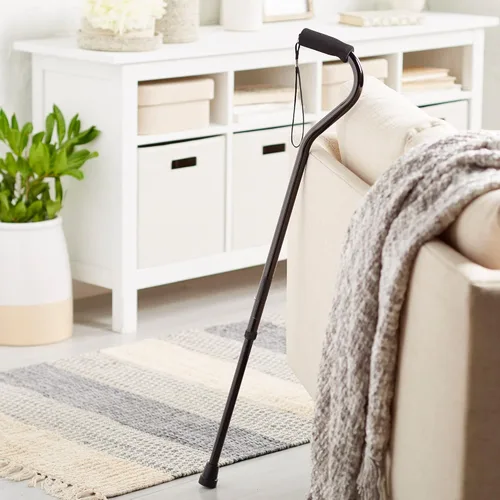 Vista 7 de McKesson Bastón, mango desplazado, aluminio, negro, altura ajustable de 30 a 39 pulgadas, 1 unidad