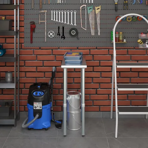 Vista 8 de AmGood Mesa de Trabajo de Acero Inoxidable Base Abierta Isla de Cocina NSF Preparación de Alimentos Banco de Utilidad para Lavandería Garaje