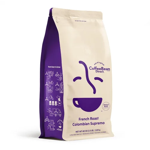 Vista 10 de Coffee Bean Direct Brazilian Santos, café en grano entero, arábica, tostado ligero, bolsa de 1 libra (paquete de 1)
