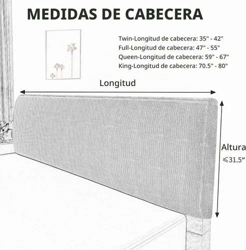 Vista 7 de Easy-Going Funda elástica para cabecera de cama, funda de cabecera de cama cuadrada pequeña, de jacquard, a prueba de polvo, para dormitorio Negro
