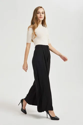 Vista 3 de Tronjori - Pantalones largos para mujer cintura alta estilo casual pierna ancha