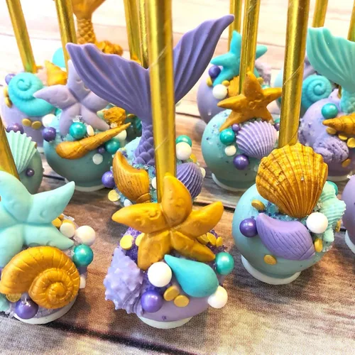 Vista 6 de Moldes de fondant con temática marina, 4 piezas, cola de sirena, concha, estrella de mar, para hornear, chocolate, moldes de silicona