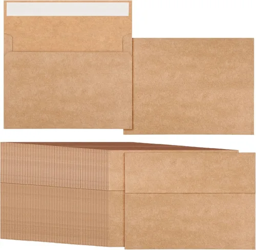 Yahenda Paquete de 300 sobres de papel kraft A7 de 5 x 7 para invitaciones de boda, despedida de soltera, fiesta de cumpleaños, tarjetas de Marrón