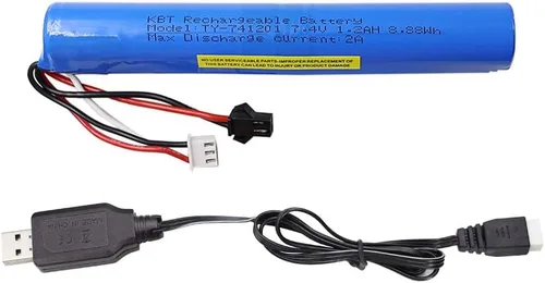 Vista 7 de KBT Paquete de 2 Baterías de Litio de 7.4V con Enchufe SM-3P, 600mAh Batería RC Recargable con 2 Cables de Carga USB para DE82 TK3086B G20601 RC Toy