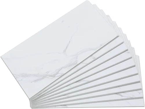Vista 41 de Palisade Azulejos de vinilo entrelazados impermeables para pared/salpicadero para cocina o baño en mármol español (muestra de 4.5x11 pulgadas)