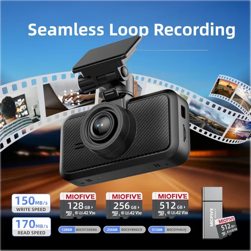 Vista 6 de Miofive - Cámara para auto de 4K de resolución, WiFi, Bluetooth, cámara de tablero con GPS, pantalla IPS de 3 pulgadas, visión nocturna, grabación