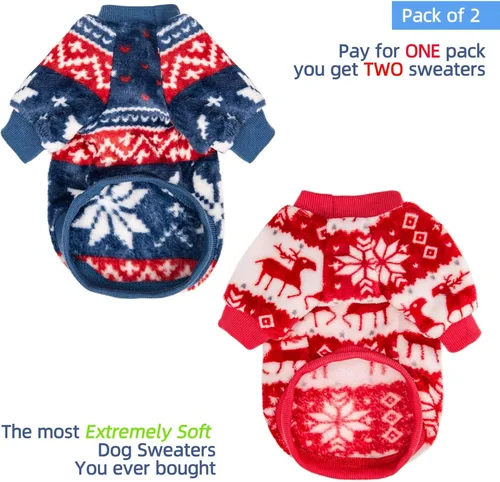 Vista 4 de FabriCastle Suéter para perro, paquete de 2 o 3, ropa para perro, abrigo para perro, chaqueta para perros pequeños o medianos, niños o niñas