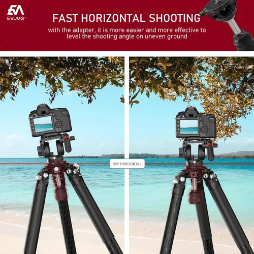 Vista 5 de EVUMO B75M - Adaptador de cuenco de 2.953 in con mango retráctil, tornillo de montaje de 3/8 pulgadas, base de nivelación de media bola de aleación