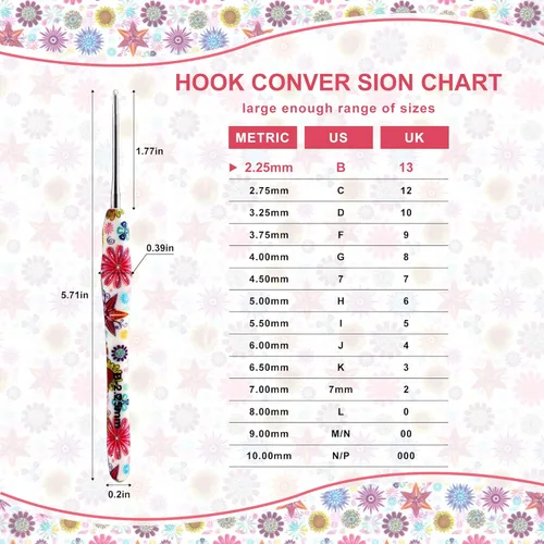Vista 2 de Gancho de Crochet de 2.25mm, Mango Ergonómico para Manos con Artritis, Agujas de Tejer Extra Largas de Goma Suave para Principiantes y Tejido