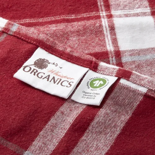 Vista 3 de Whisper Organics Sábanas de franela Juego de sábanas de franela de 3 piezas, patrón a cuadros, sábana encimera 100% algodón orgánico + sábana