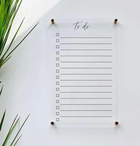 Vista 4 de Large Clear Acrylic To Do List for wall Dry-Erase Message White Board Calendar Wall Mounted Office Home Family Organization Tools Must Haves