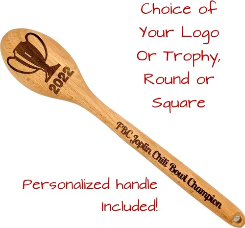 Vista 3 de Trofeo Chili Cook Off 2025, cuchara de cocina grabada de madera, premio de competencia de cocina personalizado, premio campeón de chile, cuchara